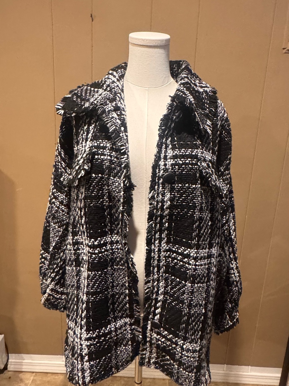 Plaid Bouclé Coat